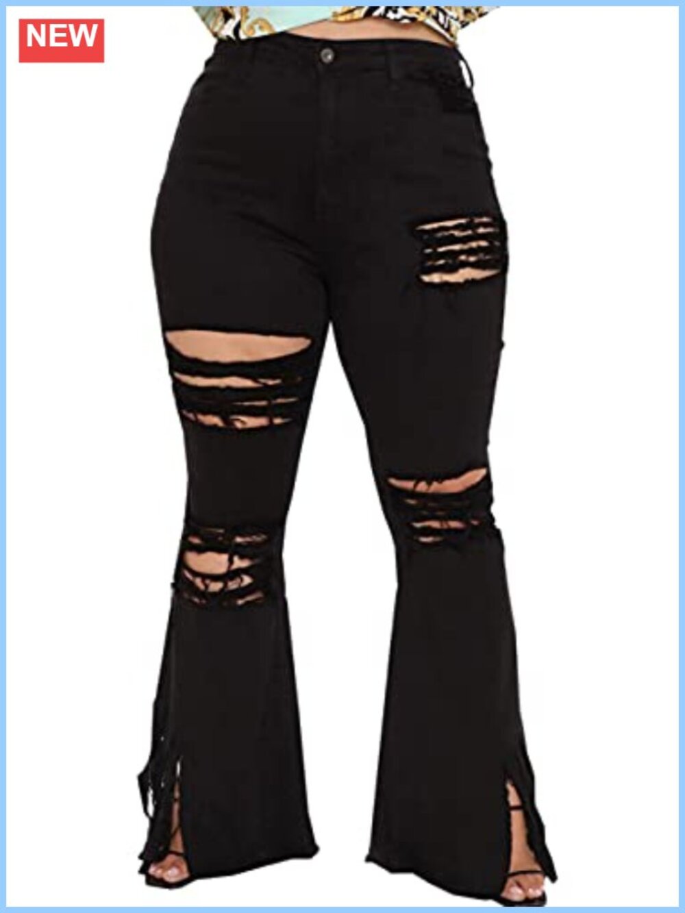 Plus Size Bell Bottom Jeans High Waisted Flared Denim Pants